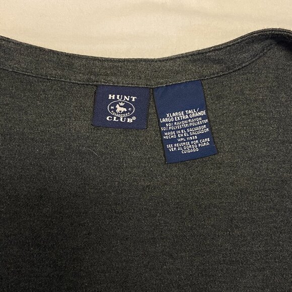 Hunt Club Grey Cardigan Sweater XLT Collarless Long Sleeve Lightweight Button Up - Picture 11 of 12